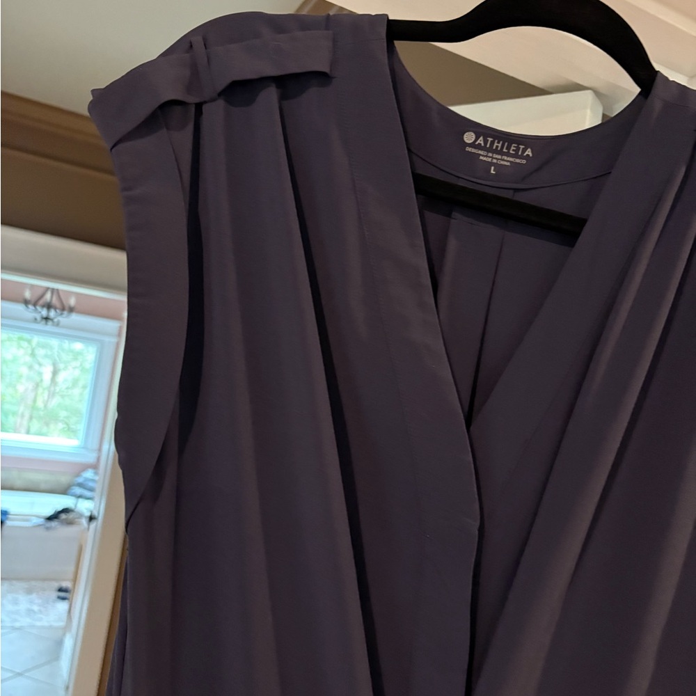Athleta LG Mara Maxi Dress Navy Blue Tie Waist Pockets #Travelwear #Athleisure - Picture 4 of 16